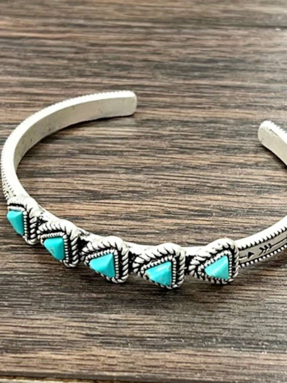 Western Turquoise Cuff Bracelet Silver Boho Cowgirl Bangle